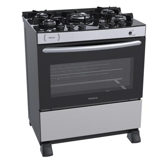 Imagem de Fogao a gas gaudi vitreo 5 q inox gas glp