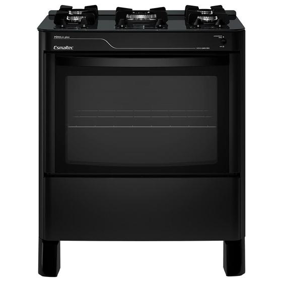 Fogão a Gás Mesa de Vidro Limpa Fácil e Acendimento Automático Esmaltec Pérola Glass 5 Bocas Preto Imagem de Fogão a Gás Mesa de Vidro Limpa Fácil e Acendimento Automático Esmaltec Pérola Glass 5 Bocas Preto