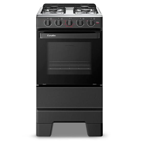 Imagem de Fogão a Gás Mesa Inox e Forno 50L Limpa Fácil Esmaltec IDEAL POP F4ISP Cor Preto 4 bocas