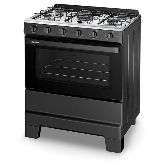 Fogão a Gás Mesa Inox Super Chama e Forno 84L Limpa Fácil Esmaltec IDEAL POP F5ISP Cor Preto 5 bocas Imagem de Fogão a Gás Mesa Inox Super Chama e Forno 84L Limpa Fácil Esmaltec IDEAL POP F5ISP Cor Preto 5 bocas
