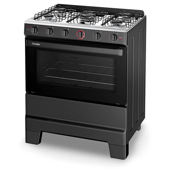 Imagem de Fogão a Gás Mesa Inox Super Chama Forno 84L Limpa Fácil e Acendimento Automático IDEAL Super F5IAP Cor Preto 5 bocas Bivolt