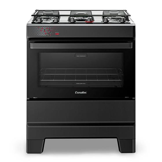 Imagem de Fogão a Gás Mesa Inox Super Chama Tampa de Vidro Forno 84L Limpa Fácil e Acendimento Automático IDEAL Top T5IAP Cor Preto 5 bocas Bivolt