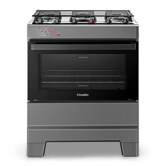 Fogão a Gás Mesa Inox Super Chama Tampa de Vidro Forno 84L Limpa Fácil e Acendimento Automático IDEAL Top T5IAT Cor Titanium 5 bocas Bivolt - ESMALTEC Imagem de Fogão a Gás Mesa Inox Super Chama Tampa de Vidro Forno 84L Limpa Fácil e Acendimento Automático IDEAL Top T5IAT Cor Titanium 5 bocas Bivolt