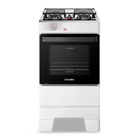 Imagem de Fogão a Gás Mesa Inox Tampa de Vidro Forno 50L Limpa Fácil e Acendimento Automático Esmaltec IDEAL Top T4IAB Cor Branco 4 bocas Bivolt