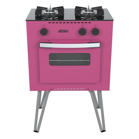 Fogão 2 Bocas Venax Mini Cook Rosa Mesa em Vidro - 16250 Fogão 2 Bocas Venax Mini Cook Rosa Mesa em Vidro - 16250