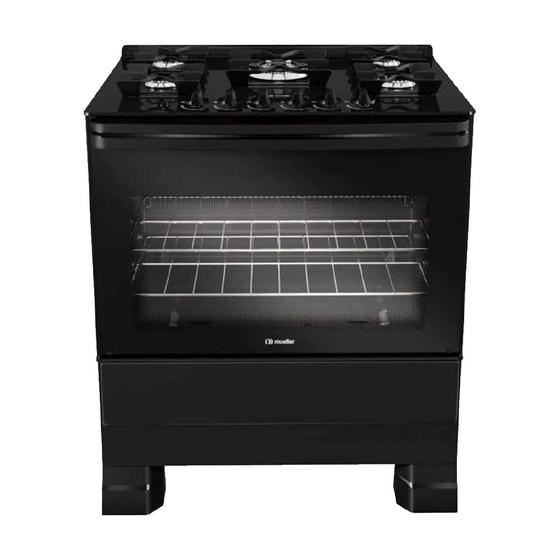 Imagem de Fogão a Gás Mueller MFV5BF 5 Bocas Mesa de Vidro Preto Fosco - Bivolt