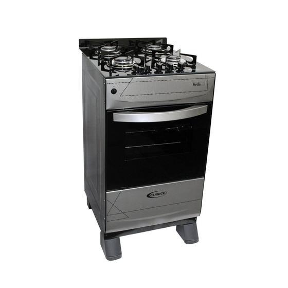 Fogão 4 Bocas Clarice Veritá Kroma Inox/preto Mesa em Vidro - Bivolt