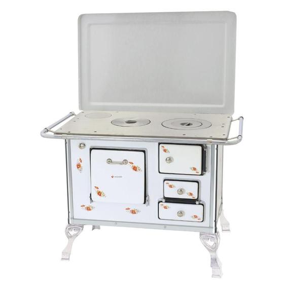 Fogão a Lenha Tradicional Venâncio 01 com Tampa Branco Florido Menor preço em Fogão a Lenha Tradicional Venâncio 01 com Tampa Branco Florido