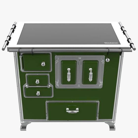 Fogão a Lenha Tradicional Venâncio Gab Nº2 Vitrocerâmico Verde s/ Tampa Porta Dupla Direito - 35948 Imagem de Fogão a Lenha Tradicional Venâncio Gab Nº2 Vitrocerâmico Verde s/ Tampa Porta Dupla Direito - 35948