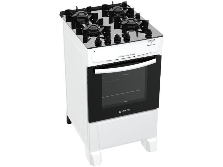 Fogão Atlas 4 Bocas com Mesa de Vidro Mônaco Top Glass Branco - Bivolt Imagem de Fogão Atlas 4 Bocas com Mesa de Vidro Mônaco Top Glass Branco - Bivolt