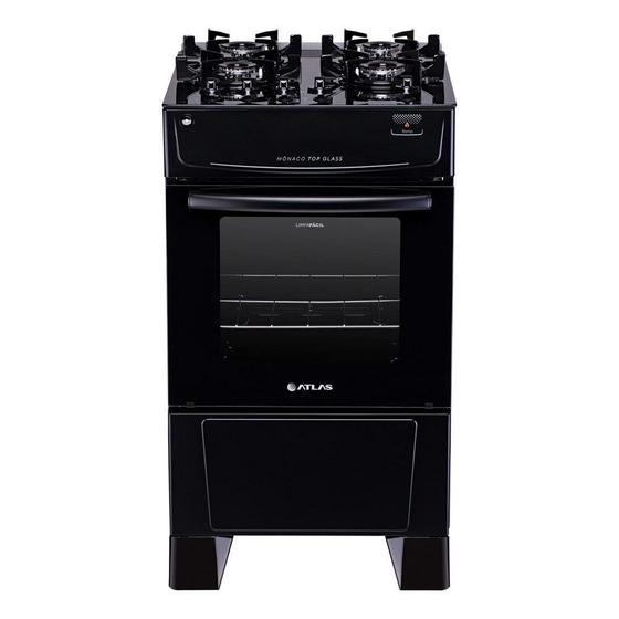 Imagem de Fogão Atlas 4 Bocas Mônaco Top Glass 4 Bocas Acendimento Automático Preto