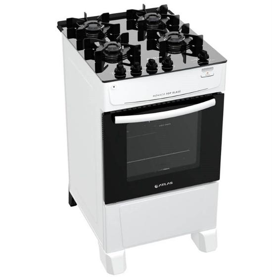 Fogão Atlas 4 Bocas Mônaco Top Glass Automático Mesa de Vidro Forno 50L Imagem de Fogão Atlas 4 Bocas Mônaco Top Glass Automático Mesa de Vidro Forno 50L