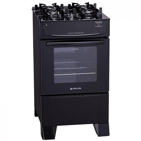 Fogão 4 Bocas Atlas Mônaco Top Glass Preto Mesa em Vidro - Bivolt - 300000708