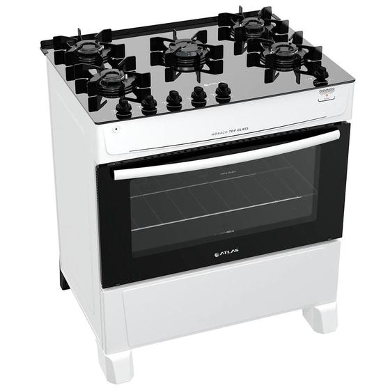 Fogao atlas gas 5q monaco top glass bco 20 Fogão 5 Bocas Magazine Luiza