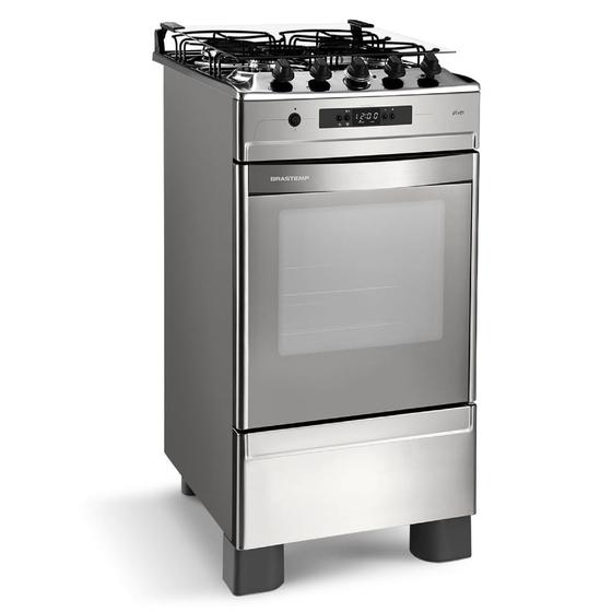 Imagem de Fogão Brastemp 4 bocas cor Inox com grill e timer digital - BF150AR