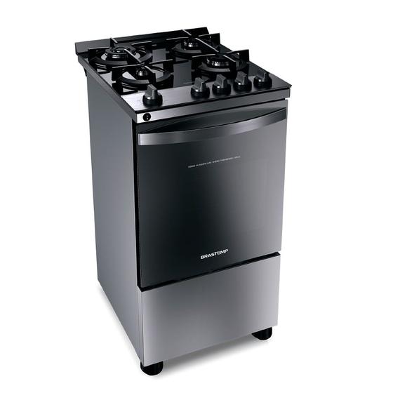 Imagem de Fogão Brastemp 4 Bocas Inox com mesa de vidro, dupla chama e grill elétrico - BFO4VBR
