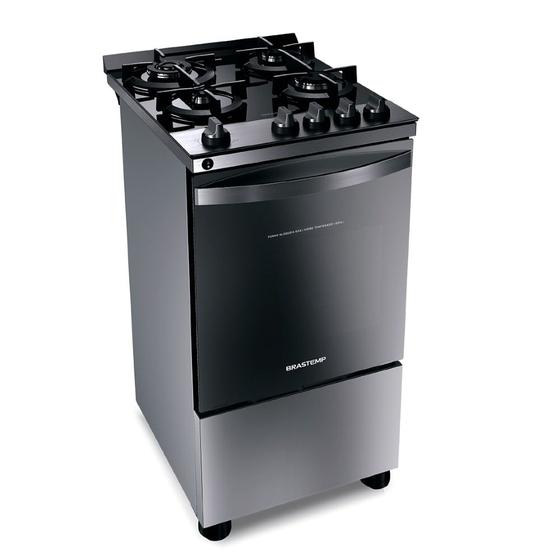 Fogão Brastemp 4 Bocas Inox com mesa de vidro, dupla chama e grill elétrico - BFO4VBR Menor preço em Fogão Brastemp 4 Bocas Inox com mesa de vidro, dupla chama e grill elétrico - BFO4VBR