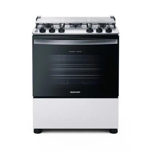 Imagem de Fogão Brastemp 5 Bocas Branco Com Turbo Chama e Forno Esmaltado de Alta Qualidade