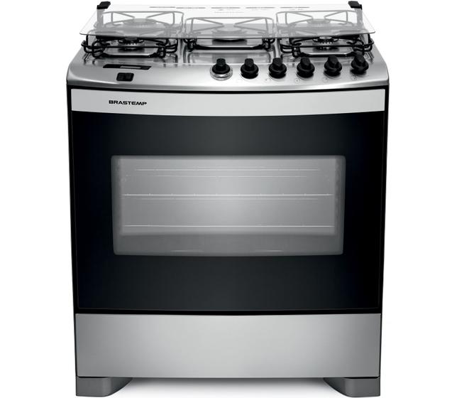 Imagem de Fogão Brastemp 5 bocas cor Inox com timer digital e mesa flat top