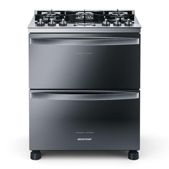 Imagem de Fogão Brastemp 5 Bocas Duplo Forno Cor Inox Com Mesa De Vidro E Touch Timer Com Autodesligamento   - BFD5VCR