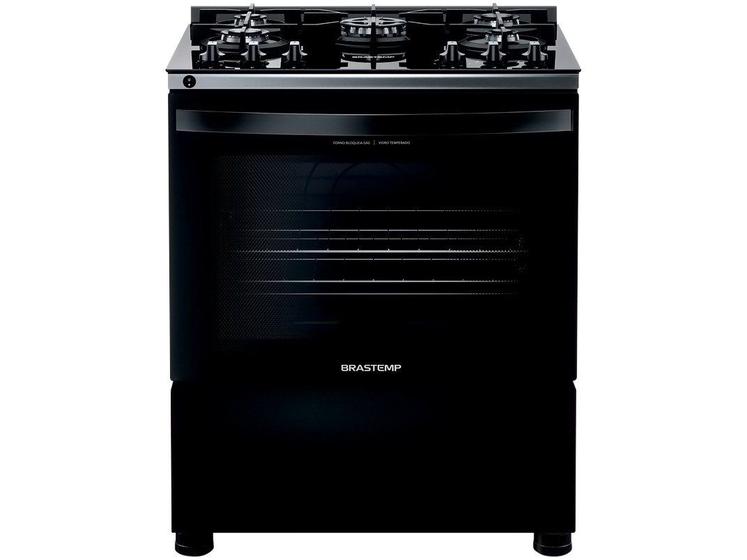 Fogão Brastemp 5 Bocas Preto com Turbo Chama - Mesa de Vidro BFS5VCEUNA Imagem de Fogão Brastemp 5 Bocas Preto com Turbo Chama