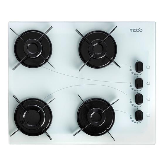 Cooktop 4 Bocas Moob Branco Ultra Chama Gás em oferta você encontra