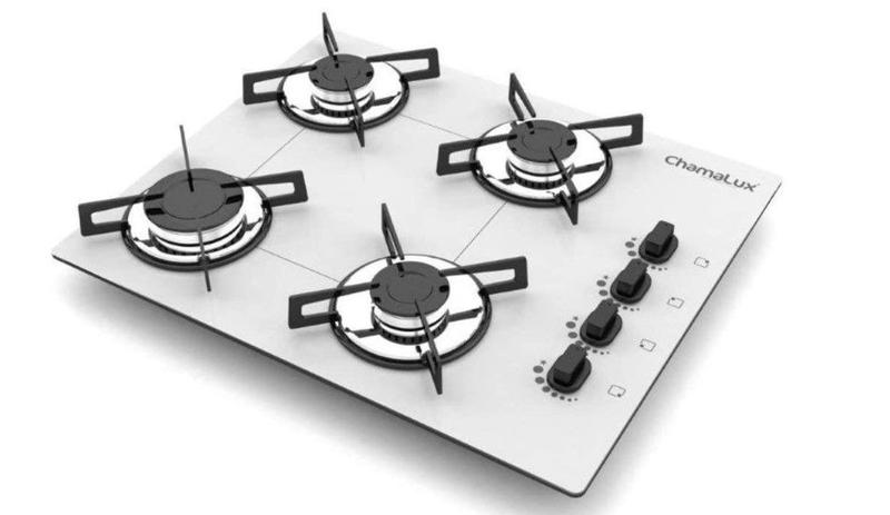 Imagem de Fogão Cooktop 4 Bocas Branco Chamalux - Bivolt 