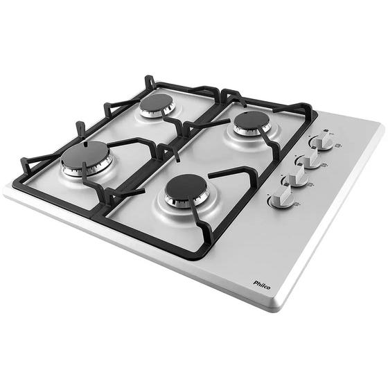 Fogão Cooktop 4 Bocas Inox À Gás Philco Pct04i Bivolt 110/220 Cooktop