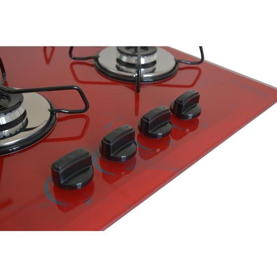 Imagem de Fogão Cooktop 4bocas Ultra Chama 127/220v Marmo Vermelho