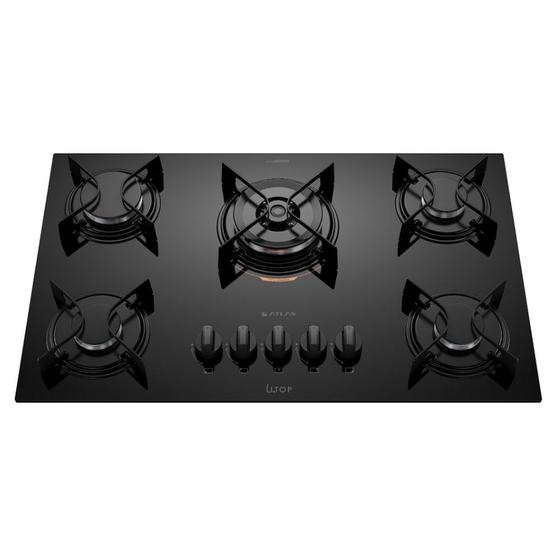 Fogão Cooktop 5 Bocas com Mesa de Vidro e Tripla Chama Atlas Cooktop