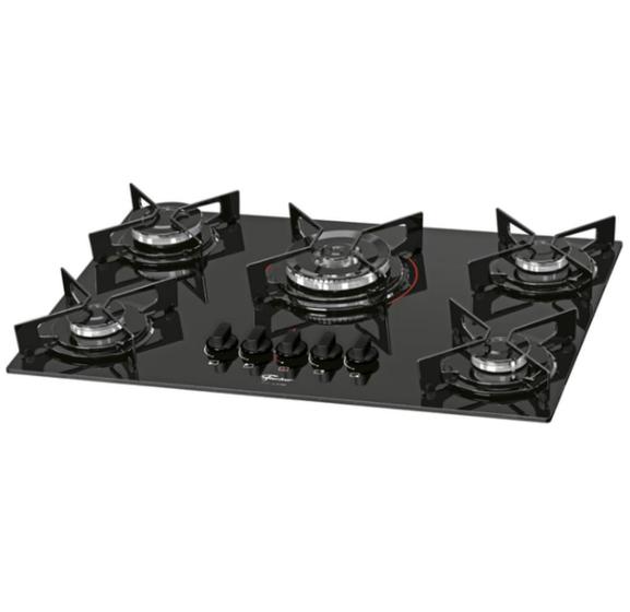 Imagem de Fogão Cooktop 5 Bocas TC FIT LINE Gás Mesa Vidro 