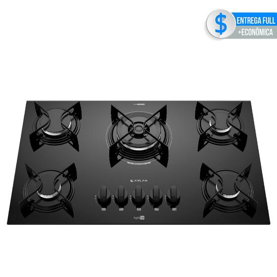 Imagem de Fogão Cooktop 5 Bocas Tripla Chama Com Mesa Vidro Atlas Agile Up Bivolt