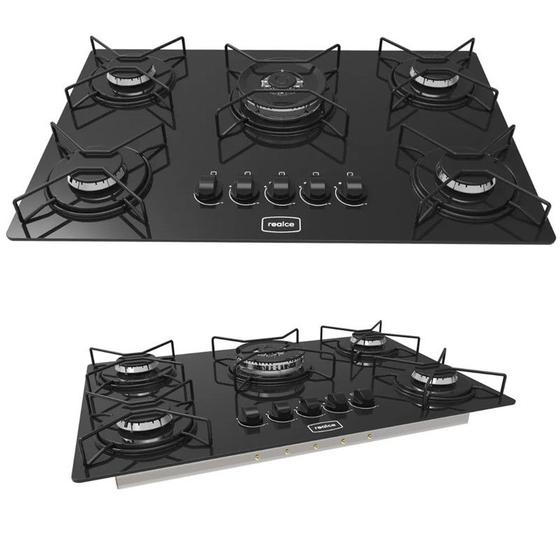 Cooktop 5 Bocas Realce Eletromésticos Preto - Tripla Chama - Gás Bivolt - Cr216 Cooktop 5 Bocas Realce Eletromésticos Preto - Tripla Chama - Gás Bivolt - Cr216
