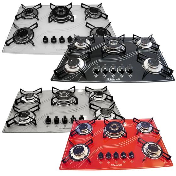 Cooktop 5 Bocas Safanelli Branco - Tripla Chama - Gás Bivolt Cooktop 5 Bocas Safanelli Branco - Tripla Chama - Gás Bivolt