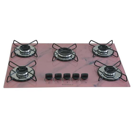 Imagem de Fogão Cooktop 5bocas Ultra Chama 127/220v Marmo Rosa