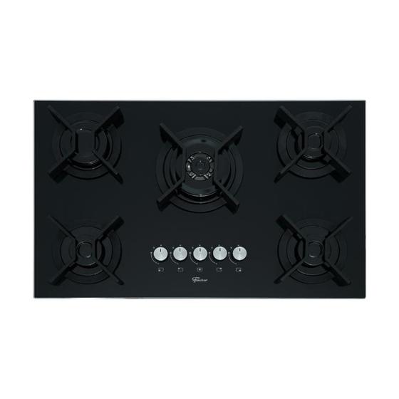 Fogão Cooktop 5Q Tripla Chama Infinity Gás Mesa Vidro Preto Fischer Imagem de Fogão Cooktop 5Q Tripla Chama Infinity Gás Mesa Vidro Preto Fischer