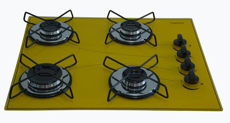 Cooktop 4 Bocas Chamalar Amarelo - Ultra Chama - Gás Bivolt Cooktop 4 Bocas Chamalar Amarelo - Ultra Chama - Gás Bivolt