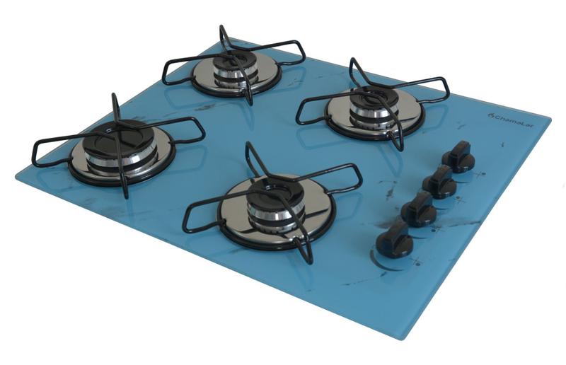 Cooktop 4 Bocas Chamalar Azul - Ultra Chama Marmorizado - Gás Bivolt Cooktop 4 Bocas Chamalar Azul - Ultra Chama Marmorizado - Gás Bivolt