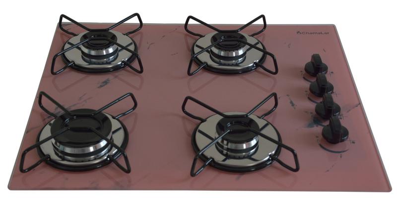 Cooktop 4 Bocas Chamalar Rosa - Ultra Chama Marmorizado - Gás Bivolt Cooktop 4 Bocas Chamalar Rosa - Ultra Chama Marmorizado - Gás Bivolt
