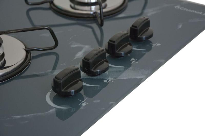 Cooktop 4 Bocas Chamalar Cinza - Ultra Chama Marmorizado - Gás Bivolt Cooktop 4 Bocas Chamalar Cinza - Ultra Chama Marmorizado - Gás Bivolt