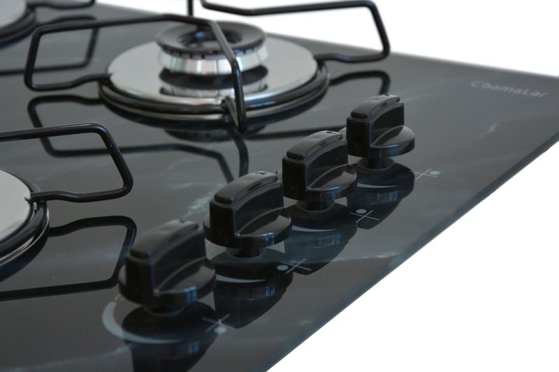 Imagem de Fogão Cooktop À Gás 4 Bocas Chamalar Ultra Chama Vidro Bivolt