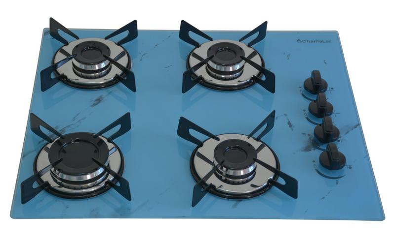 Cooktop 4 Bocas Chamalar Azul - Premium Ultra Chama Marmorizado - Gás Bivolt Cooktop 4 Bocas Chamalar Azul - Premium Ultra Chama Marmorizado - Gás Bivolt