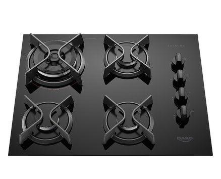 Imagem de Fogão Cooktop À Gás 4 Bocas Dako Supreme Preto com Mesa de Vidro Bivolt