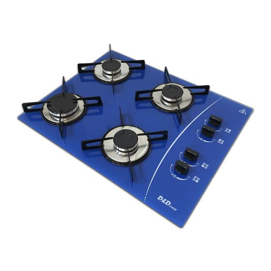 Imagem de Fogão cooktop a gás D&D 4 bocas azul - Acendimento automático