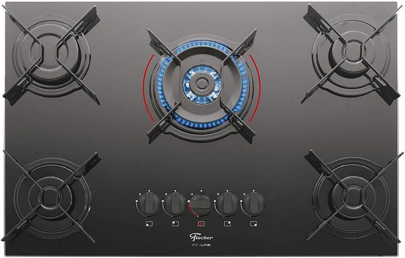 Fogão cooktop a gás fischer 5 bocas com triplachama fitline Menor preço em Fogão cooktop a gás fischer 5 bocas com triplachama fitline
