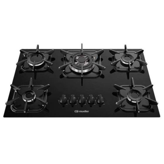 Imagem de Fogão Cooktop a Gás Mueller 601270003 5 Bocas Mesa Vidro Temperado Superautomático Bivolt