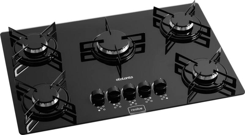Cooktop 5 Bocas Realce Eletromésticos Preto - Atalanta Chama Rápida - Gás Bivolt - 5999 Cooktop 5 Bocas Realce Eletromésticos Preto - Atalanta Chama Rápida - Gás Bivolt - 5999