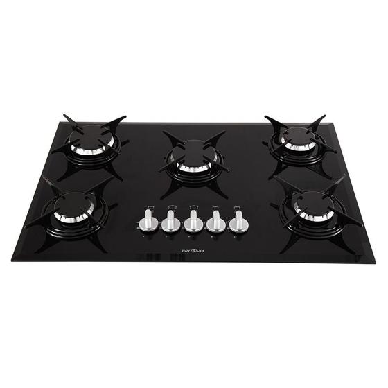 Imagem de Fogão Cooktop Britânia BCT5P, 5 bocas, Vidro Bisotê Temperado, Preto - Bivolt