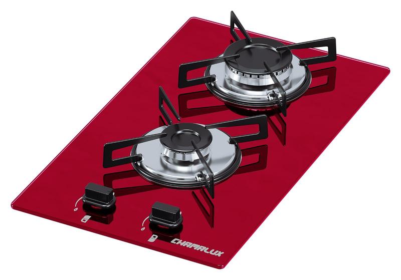Cooktop 2 Bocas Chamalux Vermelho - Ultra Chama - Gás Bivolt Cooktop 2 Bocas Chamalux Vermelho - Ultra Chama - Gás Bivolt