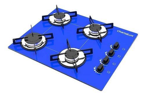 Imagem de Fogão Cooktop Chamalux 4 Bocas Ultra Chama Azul 127v/220v Trempe de Chapa